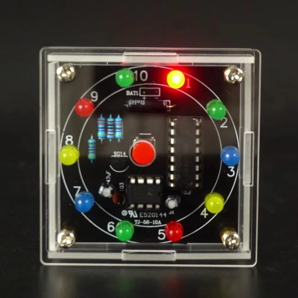 DIY LED Licht Glücksrad elektronisches Kit elektronische Würfel Schätzung Spiel DIY Löt kit ne555 cd4017 3-poliger Ausgangs impuls 3v