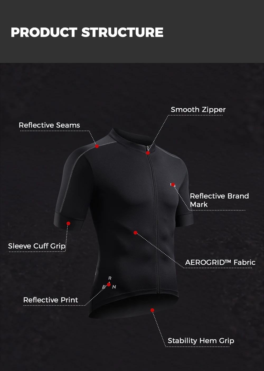 RION Herren-Radtrikots MTB-Shirts Fahrradbekleidung Mountainbike-T-Shirt Straßenfahr-Oberteil Nacht-Radtrikot Outdoor Sommer – Detail 8