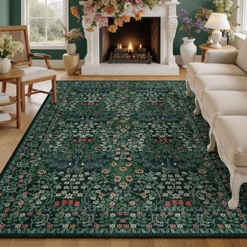 Retro Floral Area Rug 1