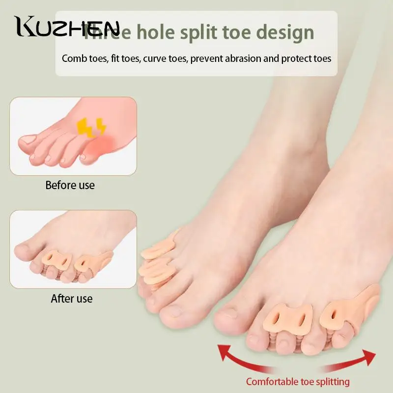 

Three-hole Foot Center Toe Divider Little Toe Inside-out Orthosis Double Toe Clamp Foot Invisible Anti-wear Toe Guard