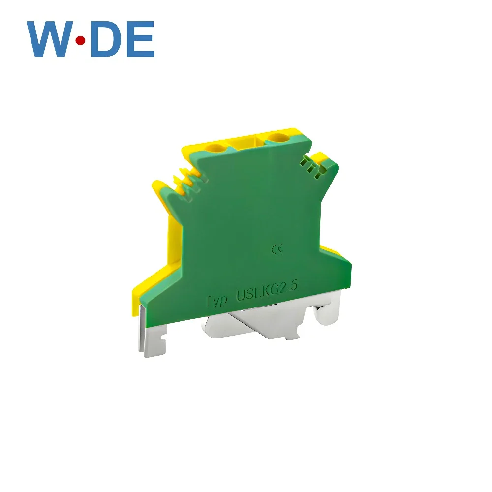 10Pcs PE Din Rail Terminal Blocks USLKG-2.5N Ground Universal Connector Screw Wire Conductor USLKG2.5 din rail terminal block