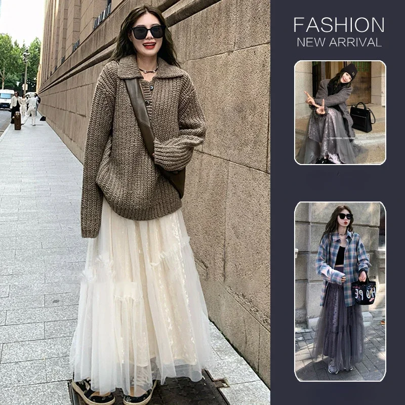 Good Quality Pregnant Woman Mesh Skirts for Autumn Irregular Ruffles Patchwork Maternity Mesh Skirt Luxury Pregnancy Belly Skirt