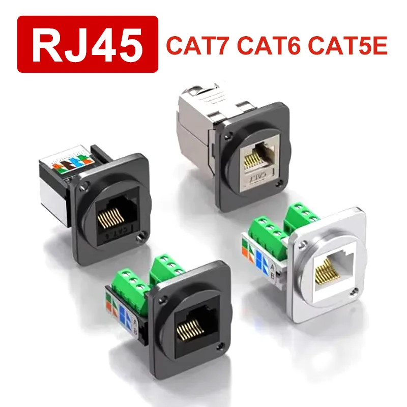 Premium RJ45 Network Cable Panel Socket - Solderless Metal Shielded Extender Connector