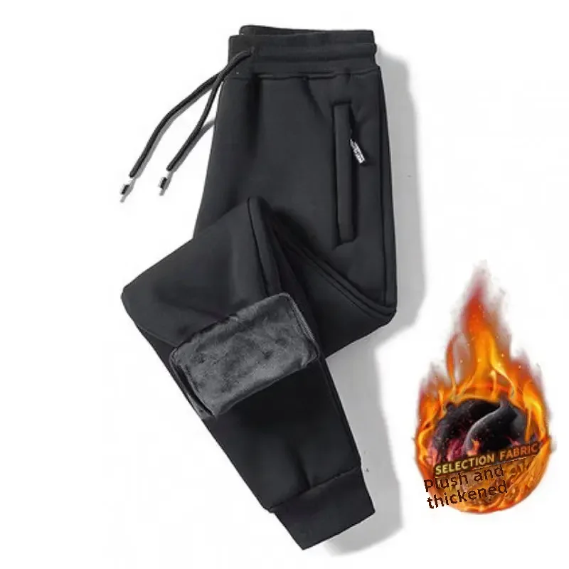 thumbnail image 1 of Pantalones casuales holgados y gruesos con forro polar para otoño e invierno para hombre, pantalones de lucha con doble cremallera, pantalones deportivos de fútbol, 1 of 5
