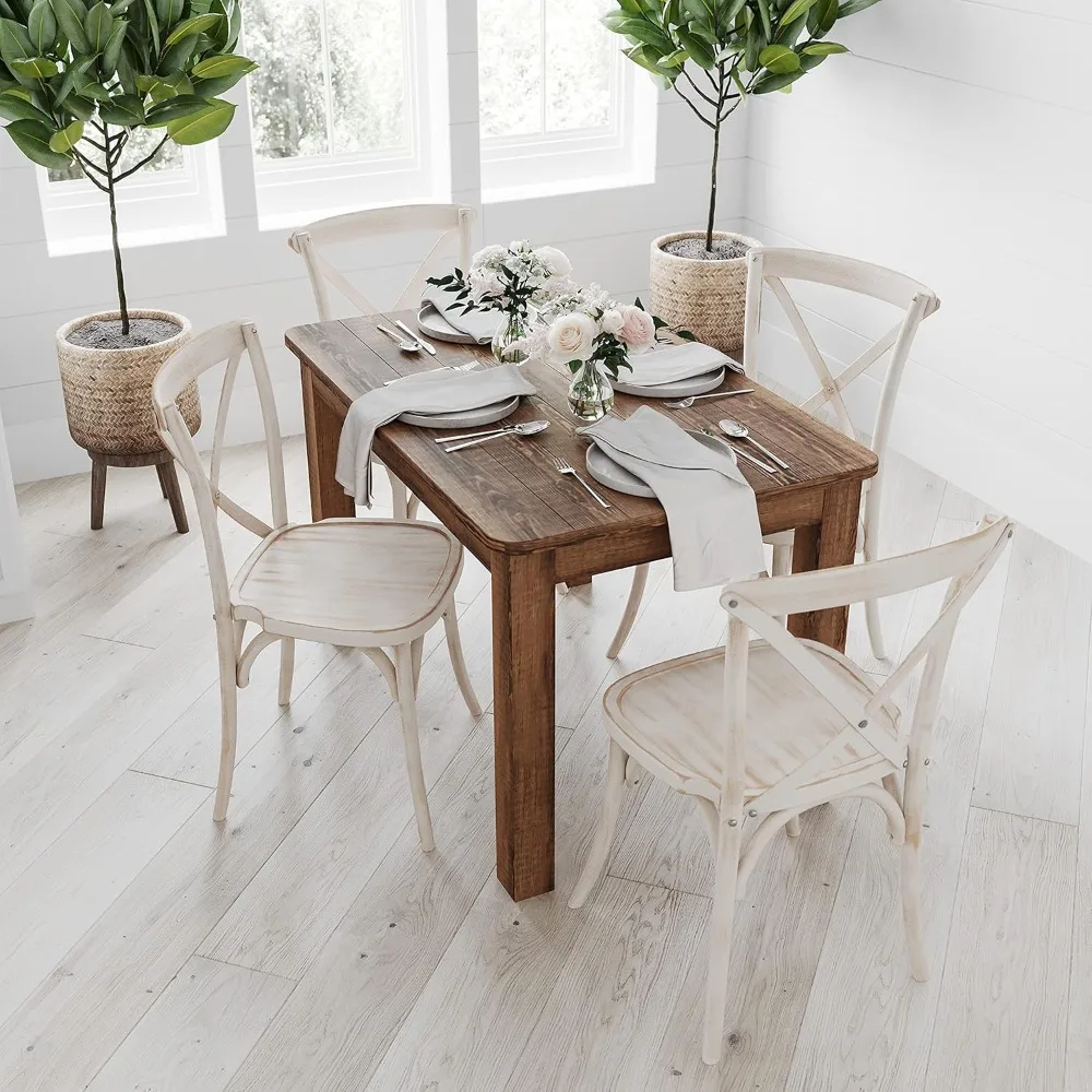 Rustic Wooden Square Table 45cm Compact Sturdy Wipe Clean For Kitchen And Living Room