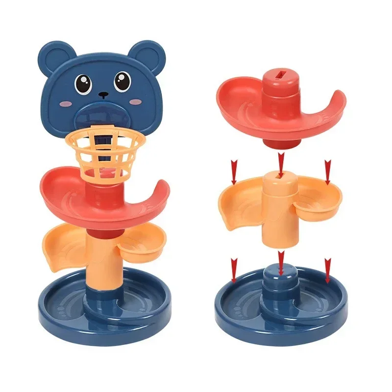 Baby Rotating Track Stacking Montessori Rolling Ball Tower Toys Early Parent Child Education Interactive Children's Toy Gifts