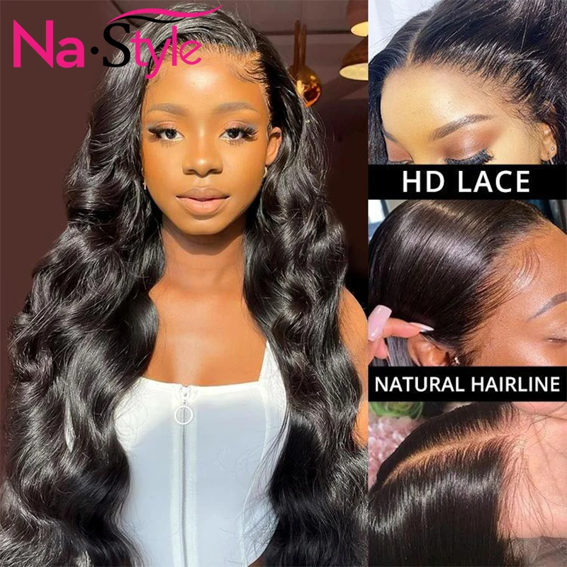 

13x6 Real HD Lace Frontal Body Wave Wigs Natural Color Pre Plucked Brazilian Remy 360 Wig HD Lace Human Hair Wigs For Woman 150%