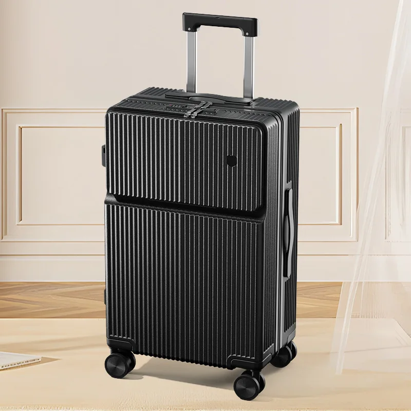 Front half open multifunctional luggage 24 inch cup holder, universal wheel trolley box, high appearance boarding password box