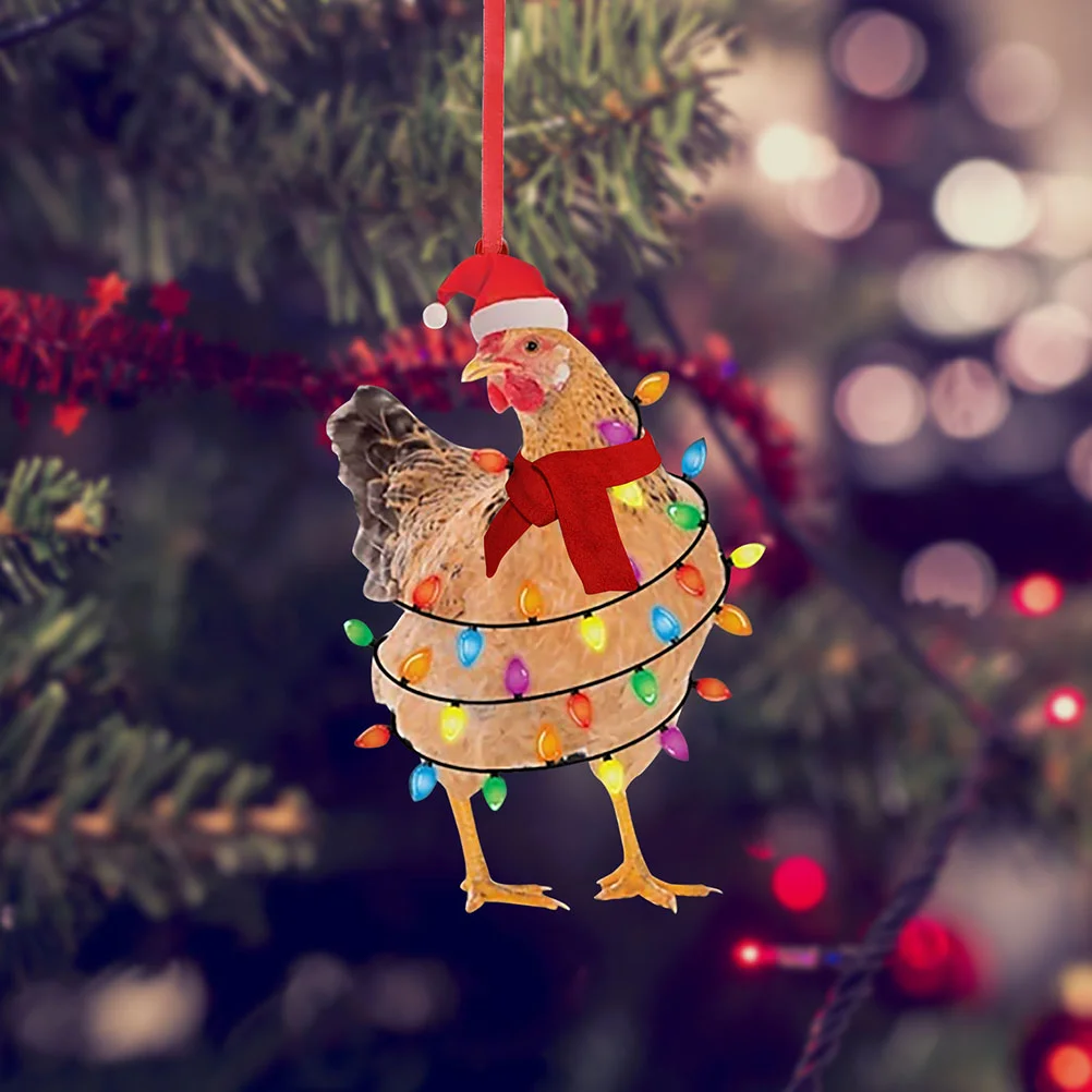 

5pcs Christmas Decorations Christmas Tree Ornaments Chicken Hanging Decorations