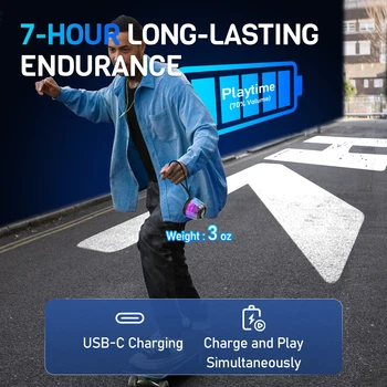 Cyber Style Magnetic Wireless Mini Speaker, 5.1 Surround Sound, High Definition Audio, Dual Stereo Bass,USB Type-C Charging, 5