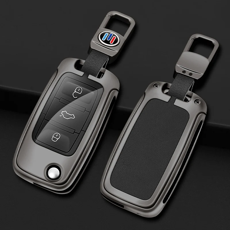 Metal Leather Car Key Case Cover Shell For Volkswagen VW Polo Golf