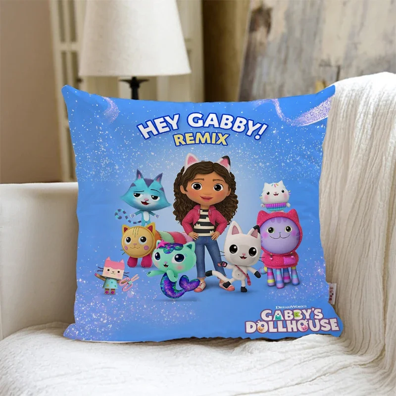 

Cushion Cover Double-sided Printed Gabby Dollhouse Short Plush Home Decor Pillowcase Sofa Bed Cushion Cover 40x40cm