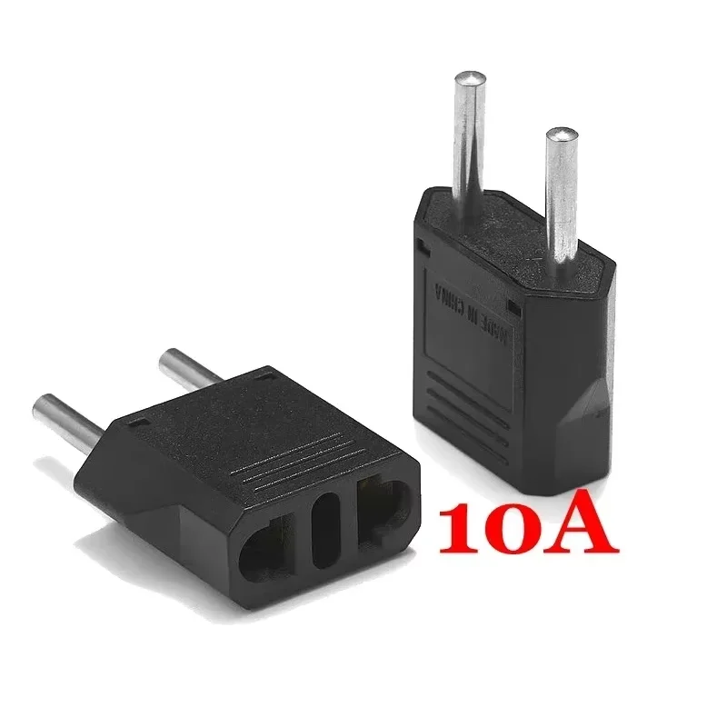 Plug Adapter EU 2 Pin to EU 2 Round Pin Plug Socket Input AC 110V-250V 10A Travel Converter 220V