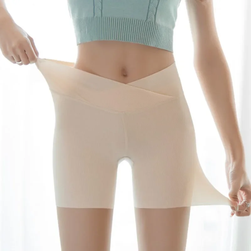 Ice Silk High Waist Cross Waist Safety Shorts Summer Seamless Thin Plus Size Women Panties Slimming Boxers for Women