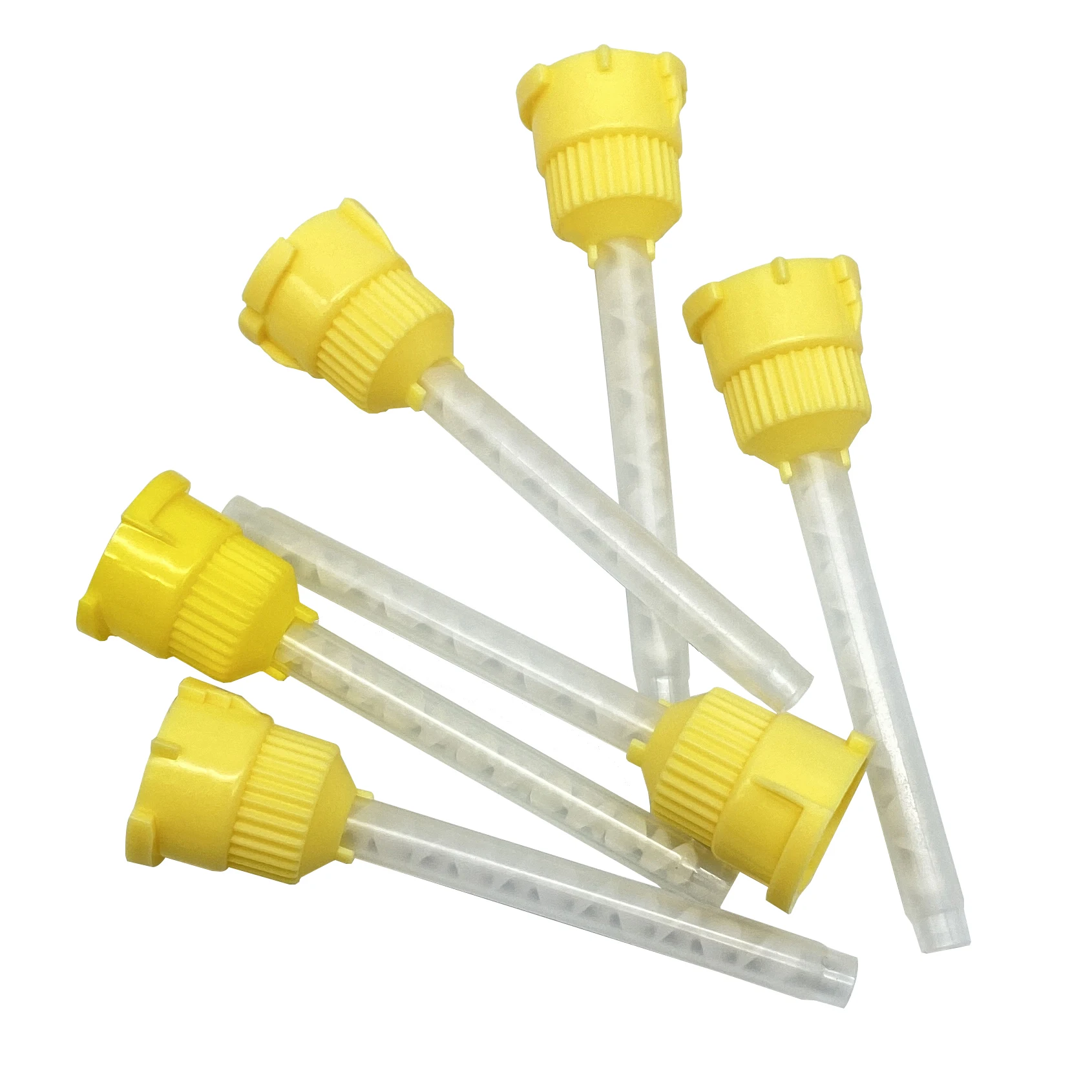50 Stück/Packung Einweg-Dental-Mischspitzen Silikon-Gummi-Mischköpfe 1:1 Zahnmedizinische Abdruckdüsen Gelbe Mischrohre – Detail 14