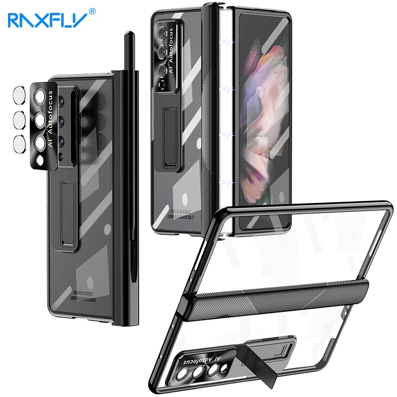 

Магнитный чехол Raxfly с двумя петлями для Samsung Galaxy Z, Складывающийся 5 раз, 4 раза, 3 дюйма со скрытым кронштейном, противоударный чехол с S-ручкой