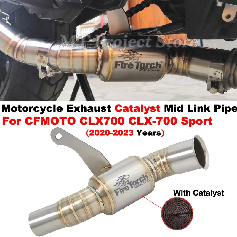 Slip On For CFMOTO CLX-700 Sport CLX700 2020-2023 Motorcycle Lossless Exhaust Middle Pipe 51mm Escape Replace Connect Link Tube