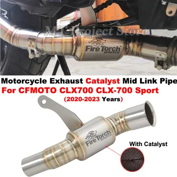 Slip On For CFMOTO CLX-700 Sport CLX700 2020-2023 Motorcycle Lossless Exhaust Middle Pipe 51mm Escape Replace Connect Link Tube