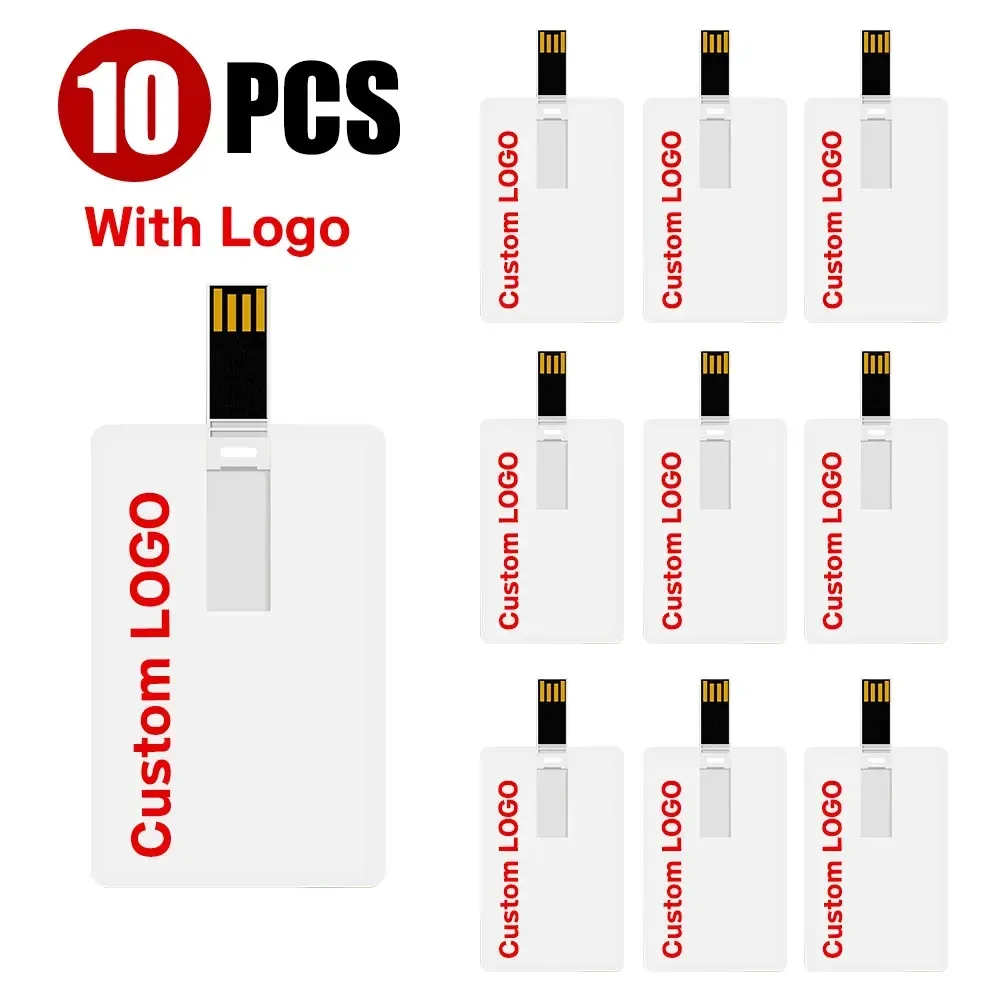 

10PCS Custom Logo Print Picture 4GB 32GB USB Flash Drive 8GB 16GB Credit Card Pendrive Business Name Shaped USB Memory Stick