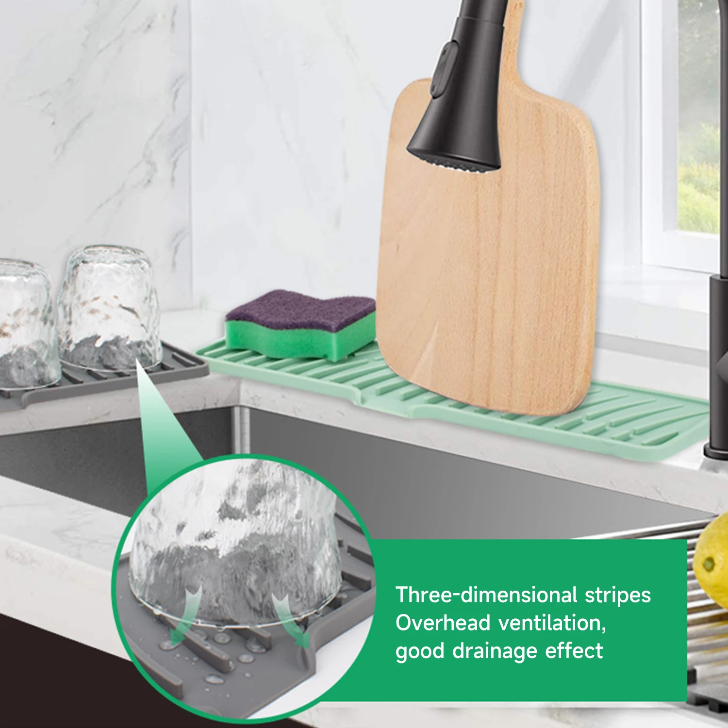 Kitchen faucet splash pad silicone sink faucet splash guard mat sponge drain pad countertop protector for bath kitchen gadgets kitchen splash guard kitchen sink pad kitchen faucet pad