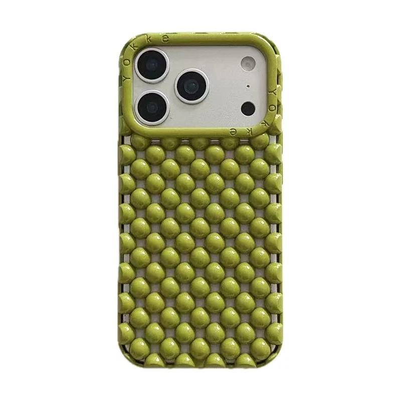 Matte Silver Hollow Out Beads Phone Case with Summer Heat Dissipation Technology