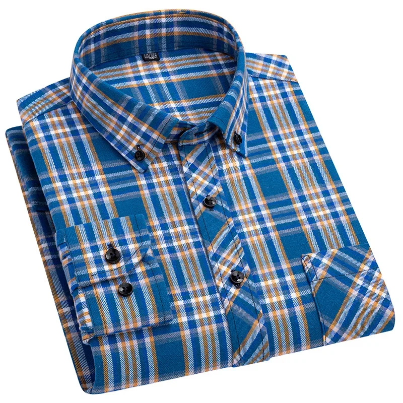 New Arrival Men Long Sleeved Shirts Fashion Super Large Autumn 100% Cotton Plaid Youth Regular Fit Shopping Daliy Camisa 8XL 7XL