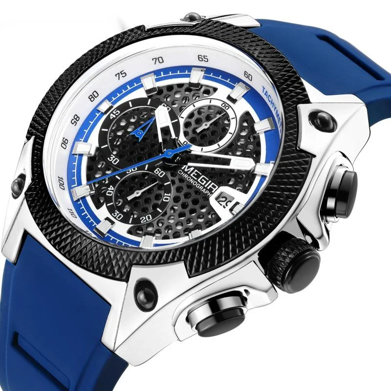 Quartz Watch For Men Sport Relogio Masculino Blue Silicone Strap Mens Watches Top Brand Luxury Luminous Waterproof  Man Watch