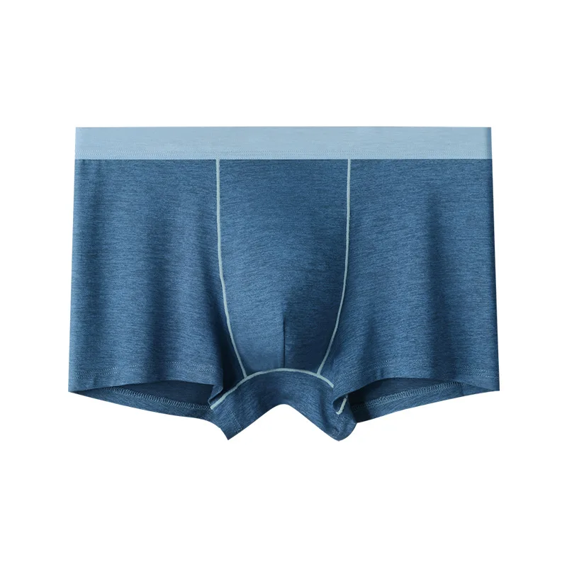 Men's underwear with modal floral yarn contrasting solid color flat angle pants 4PCS