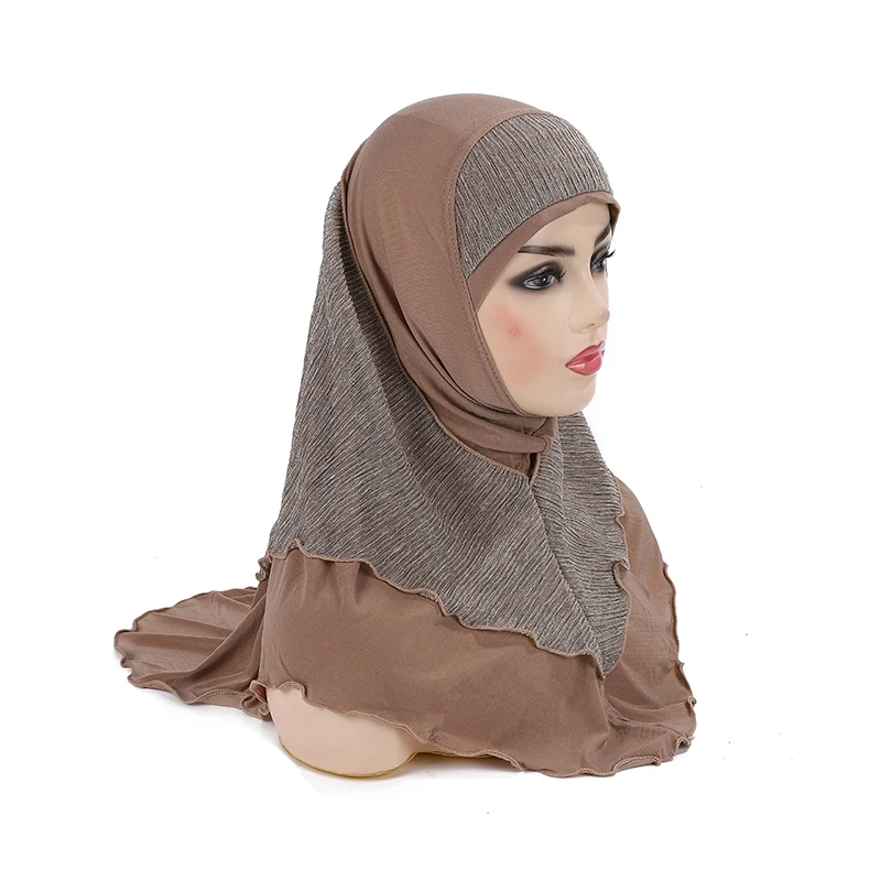 Teenage girls medium size 65*60cm pray hijab muslim hijab scarf islamic headscarf hat amira pull on headwrap Muslim Hijab