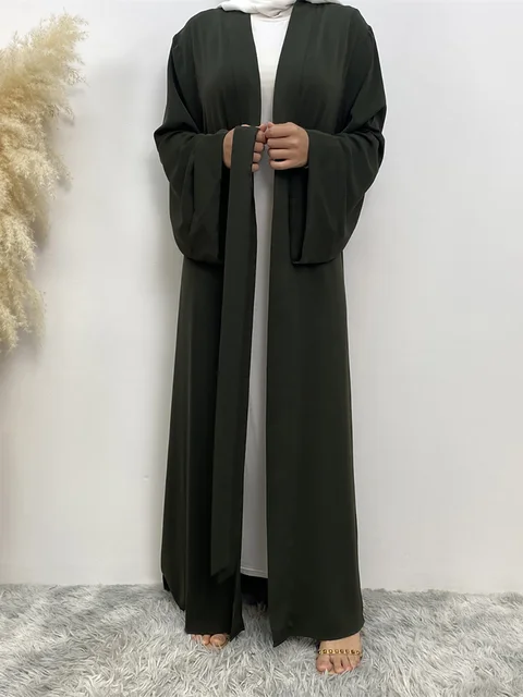 Chog omenRamadan Simple Open Abaya pour femmes, Dubaï, Turquie, Kaftan musulman pour femmes, Kimono, Robe modeste, Caftan Marocain, Vêtements Islamiques