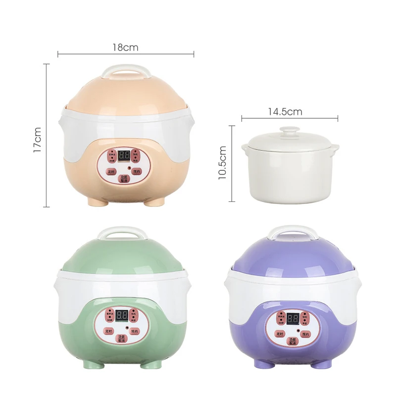 Multifunction 0.8L Automatic Electric Stew Pot Reservable Timing Slow cooker Ceramic liner Stew congee Soup baby food supplement