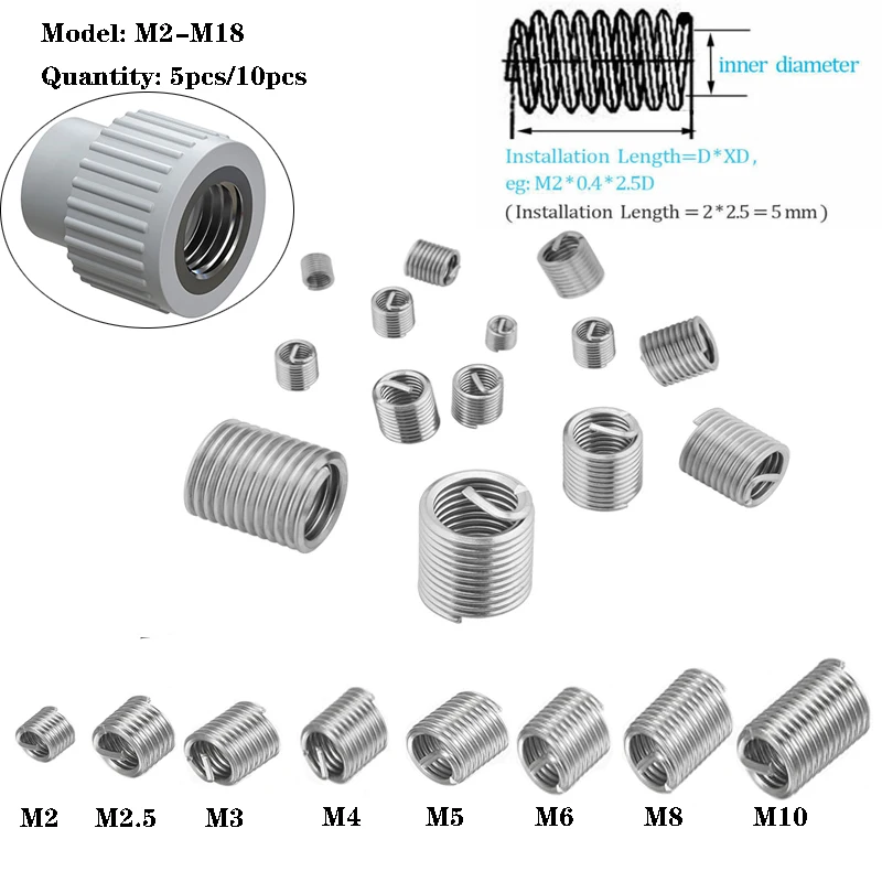 20pcs Stainless Steel M8 Self Tapping Thread Insert Screw Bushing M8*1.25*15mm  302 Slotted Type Wire Thread Repair Insert - Threaded Insert - AliExpress