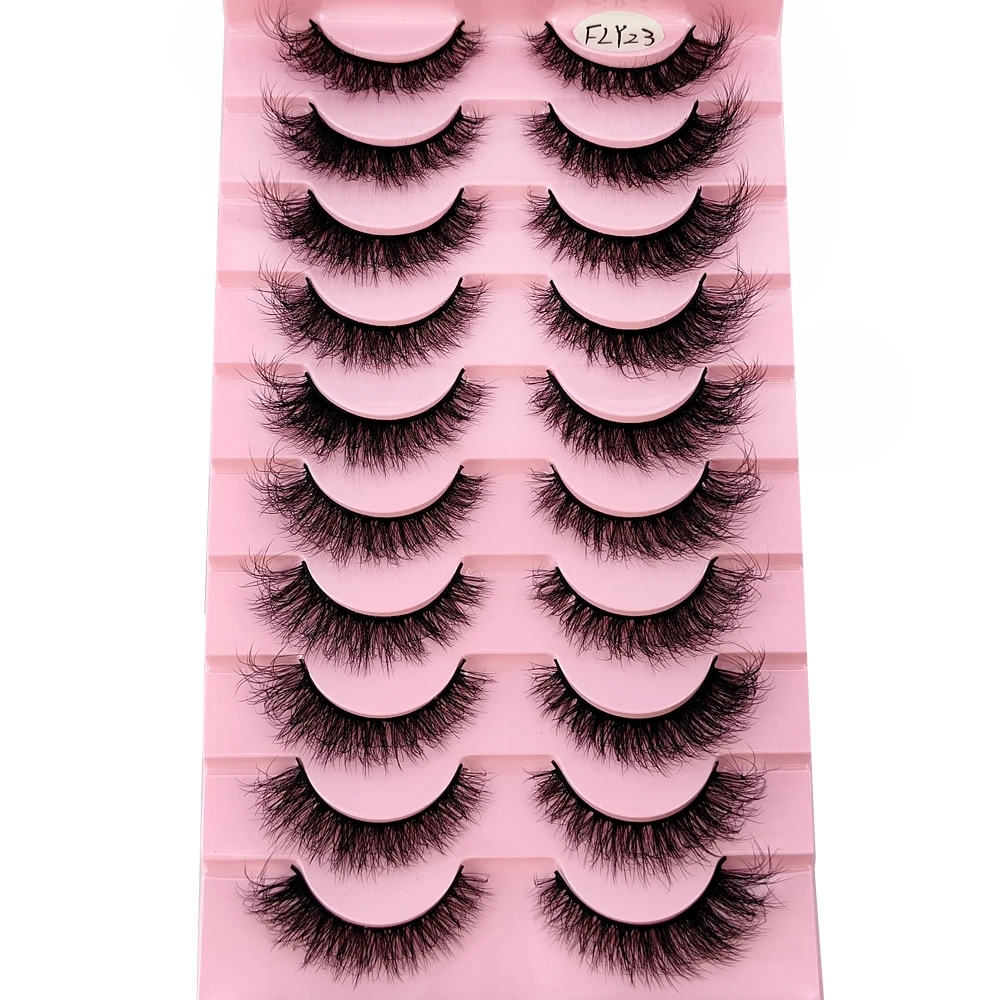 10 Pairs Faux Mink Eyelashes Handmade False Eyelashes Natural Nude Makeup Simulation Cross Messy Eye 3D Curly Eyelashes 2
