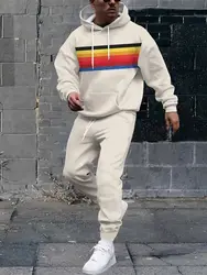 Men Casual Sweatshirt Sweatpants Fashion Plush Pullover Tracksuits 2 Piece Sets Trend Hoodies Pants sportswear Men's Clothing