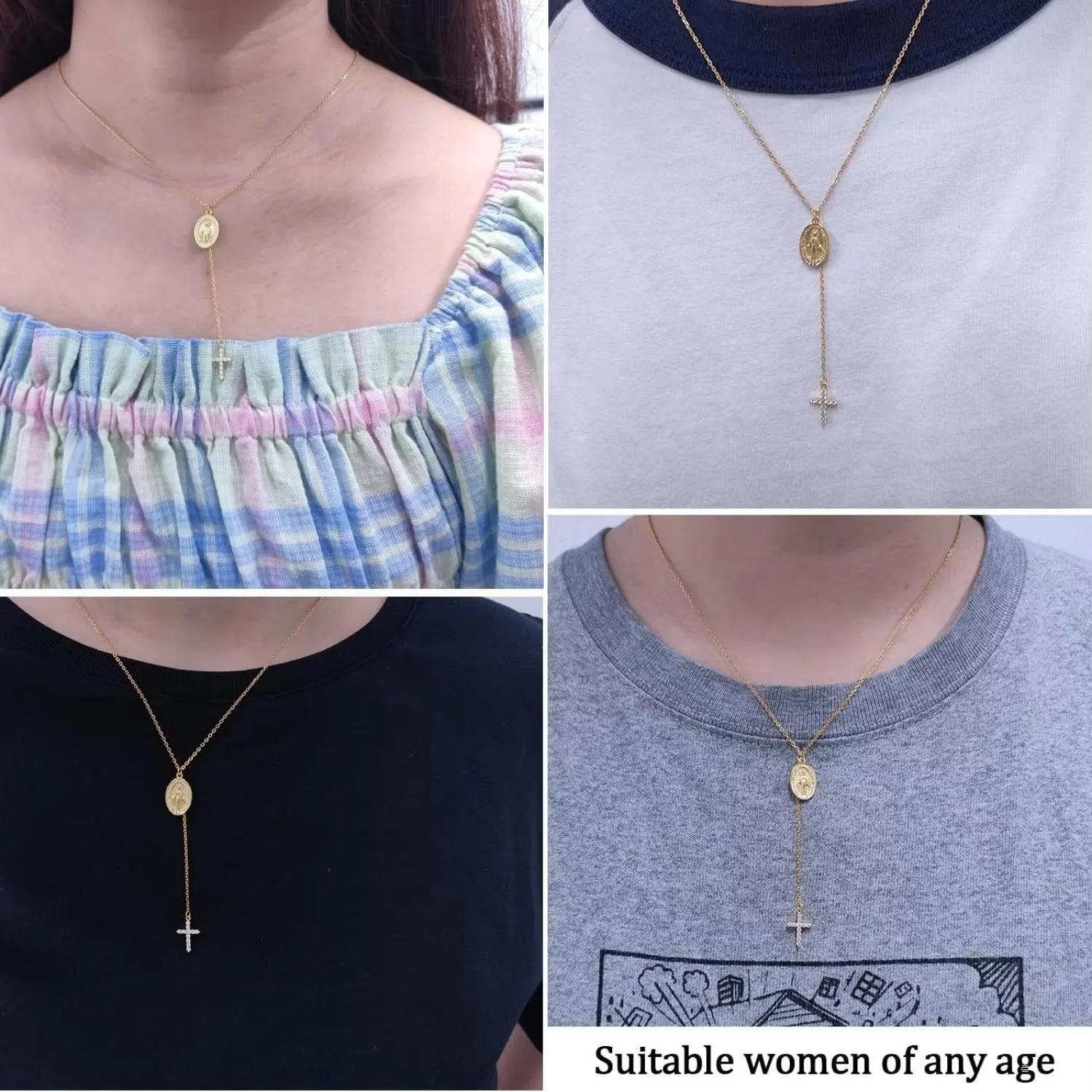 925 Sterling Silver Tiny Cross Necklace for Women Men 18K Gold Plated Religious Pendant Necklace Jewelry with Gift Box