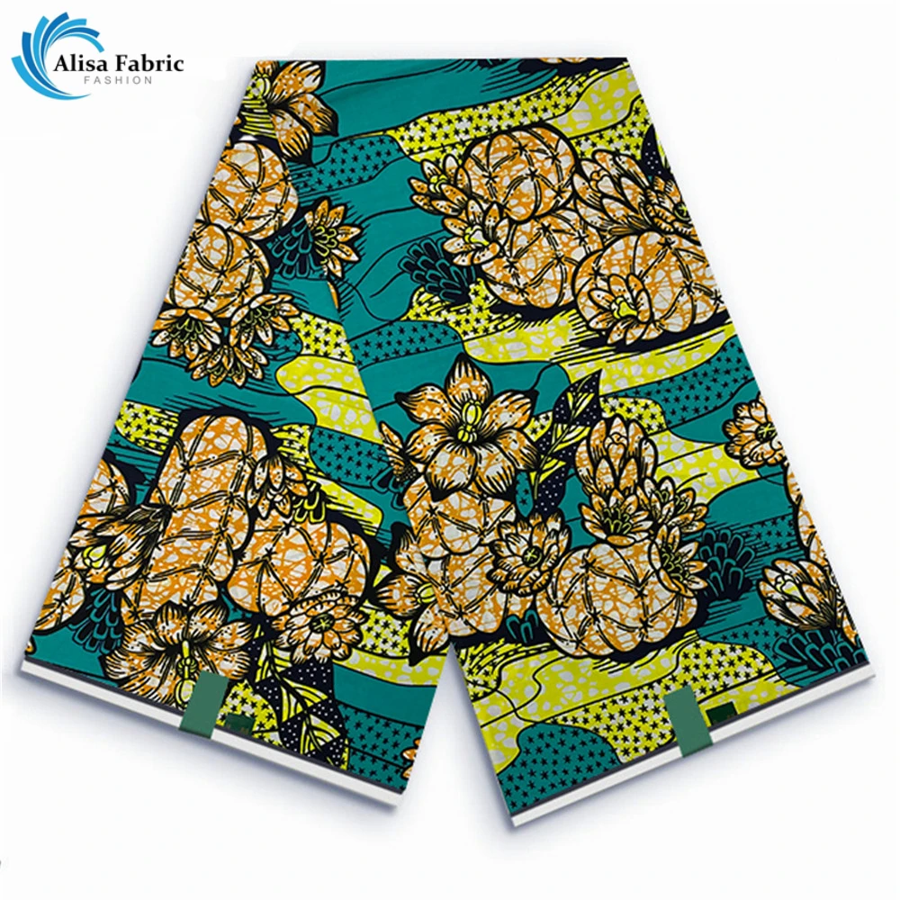 100% Original Ankara Wax Fabric African Wax Block Print Batik Dutch 6yards For Wedding Party VL-04 Super Fabric