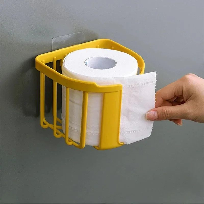 Toilet paper holder Tissue box Tissue storage box Punch-Free Wall-Mounted Sticky Paper Storage Box Toilet Paper Holder Roll Toilet Shelf Bathroom Kitchen