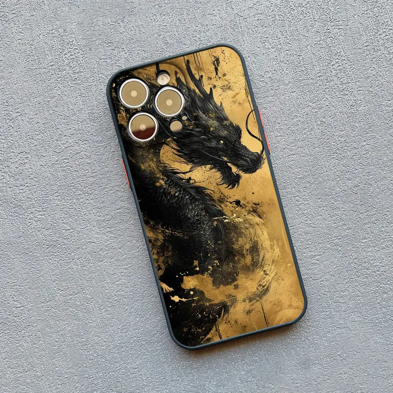 Golden Chinese Dragon Shockproof Phone Case - Elegant and Durable Protective Shell