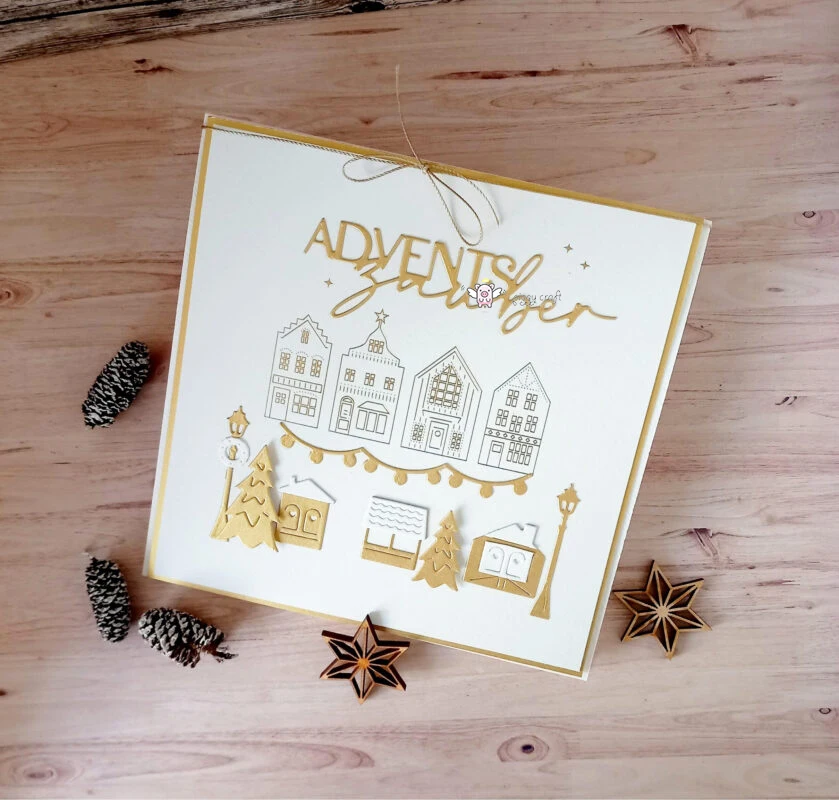 Mmao Craft Metal Cutting Dies Cut Die Mold Christmas Tree House Lights Scrapbook Paper Craft Knife Mold Blade Punch Stencil