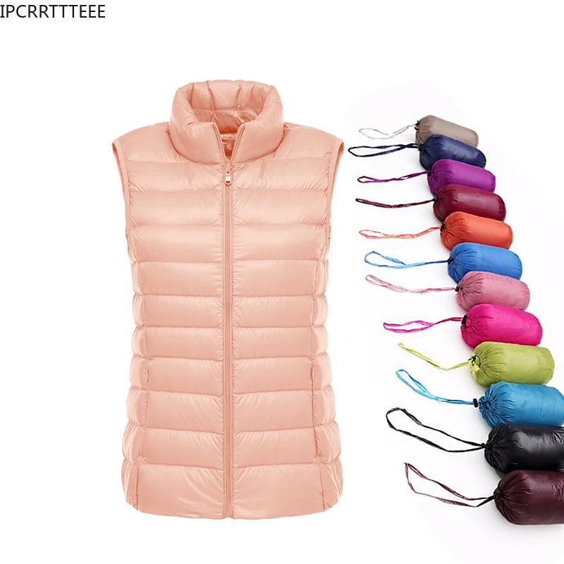 

Autumn Winter Warm Down Vest Jacket Fashion Sleeveless Coat White Duck Down Jacket Female Waistcoat