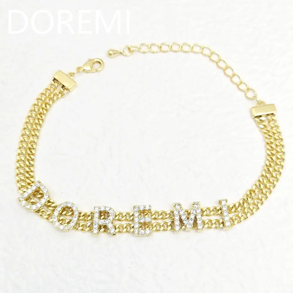 DOREMI Ins 스타일 여성 선물 주얼리, 맞춤형 네임 바 팔찌, 멀티 체인..