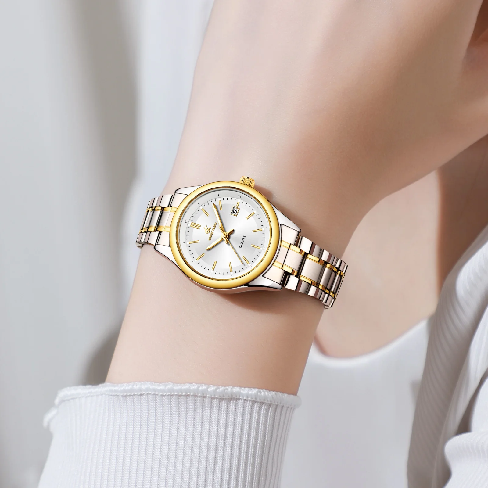 ERNIE KLEIN Women’s Watch Luxury Gold Watch OriginalDate Week Stainless Steel Waterproof Luminous Elegant Dress Ladies' Watches 5