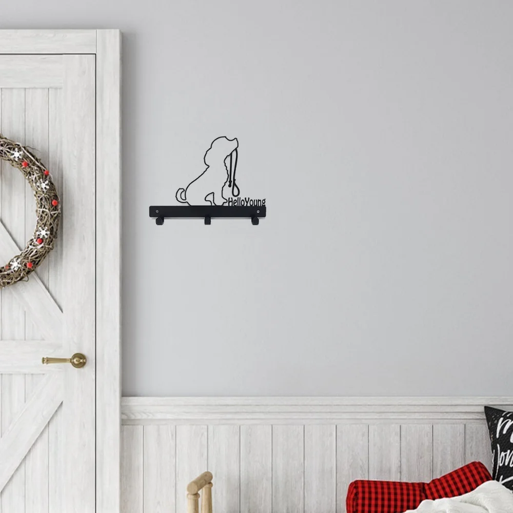 1pc Iron Crafts, Dog Lead/Leash Key Coat Door Towel Hanger Holder Rack Key Hook - DOG WITH LEAD, Wall hanging，Wall-mounted，Hooks 6