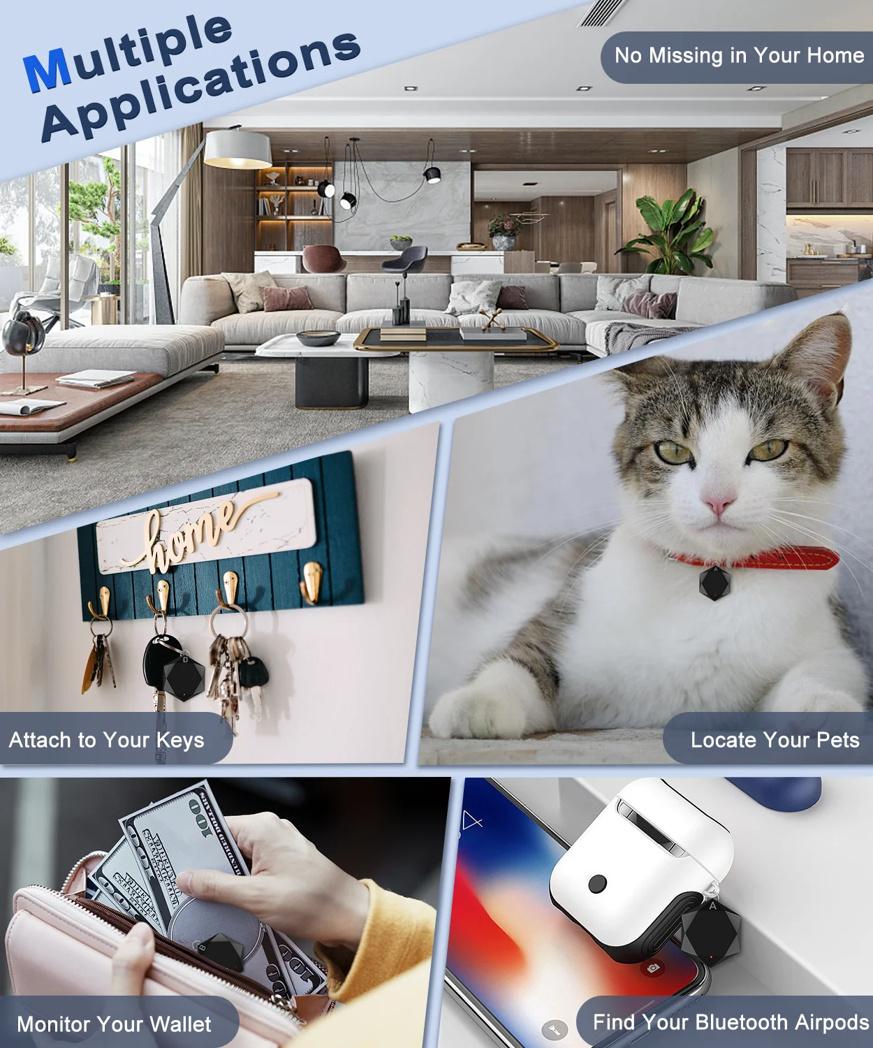 Camluxy Wireless Anti Lost Key Finder Remote Key Locator Phone Wallets Pet Tracker Wallet Tracker Tags and Keychains 4 Receiver key finder anti lost tracker bluetooth finder wallet tracker