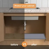 ซิลิโคนสแควร์ภายใต้อ่างล้างจานทําความสะอาดง่ายทนความร้อนหยดถาดกันลื่นกันน้ําท่อระบายน้ํา Pad ห้องครัว 3