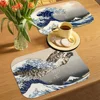 Fashion Japan The Great Wave Off Kanagawa Table Drain Pad Tabletop Absorbent Draining Mat Tableware Placemats for Table Decor 1
