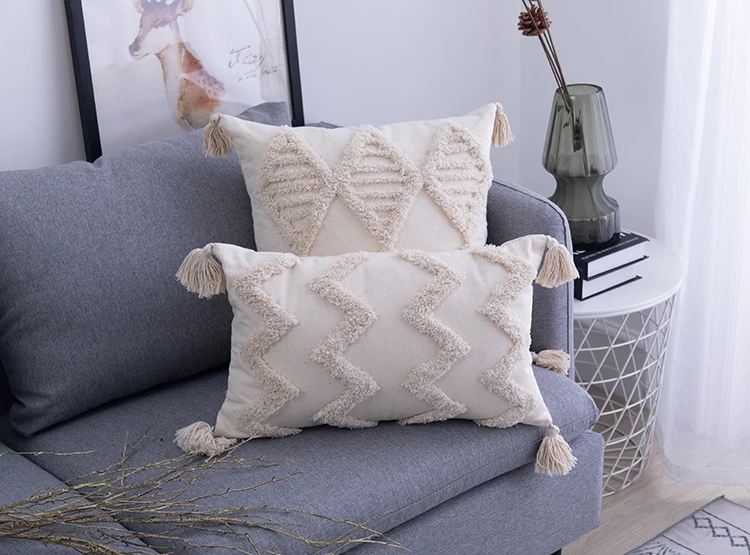 Simple Square Tassel European Style Sofa Pillow Ins Cushion Retro Style Throw Pillow Home Decorative Cushion Cover Without Core