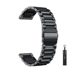 Premium Stainless Steel Metal Strap - Adjustable 20mm/22mm Wristband for Self-test width 22mm (Black and tool)