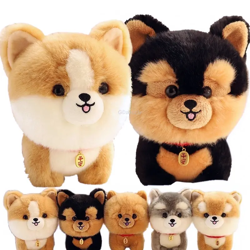 Adorbale Furry Plush Corgi Dog Peluche Farcito Big Head Kawaii Realistico Animale Shiba Inu Chowchow Yorkshire Bichon Husky Doll