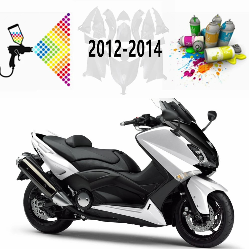 오토바이 풀 페어링 키트 차체 사출 카울링, 밝은 화이트 블랙 더블 컬러 매칭, TMAX530 2012-2013-2014